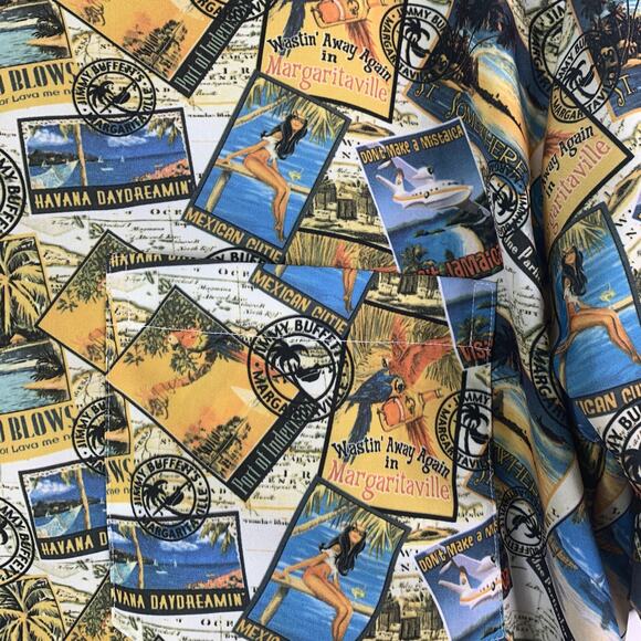 Jimmy Buffett Margaritaville Hawaiian Shirt Mens Size Medium Travel Short Sleeve - Picture 4 of 9